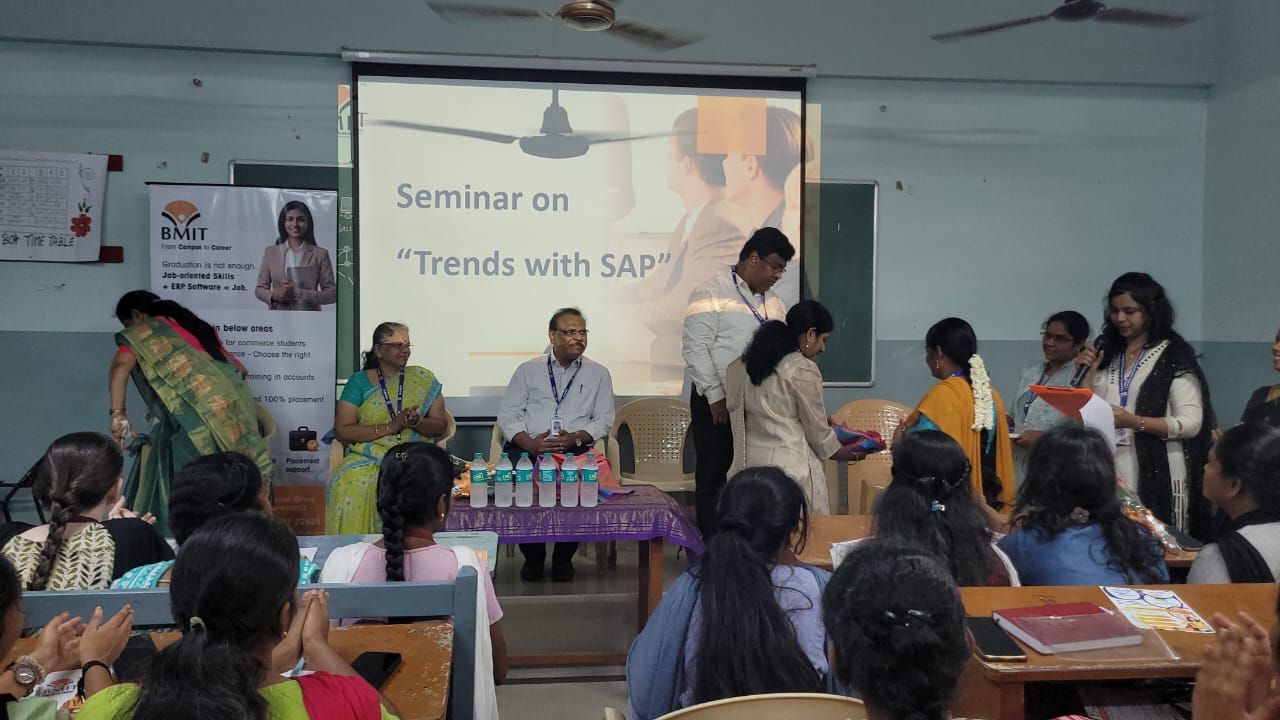 A BMIT session in progress at a college, with students seated through the hall