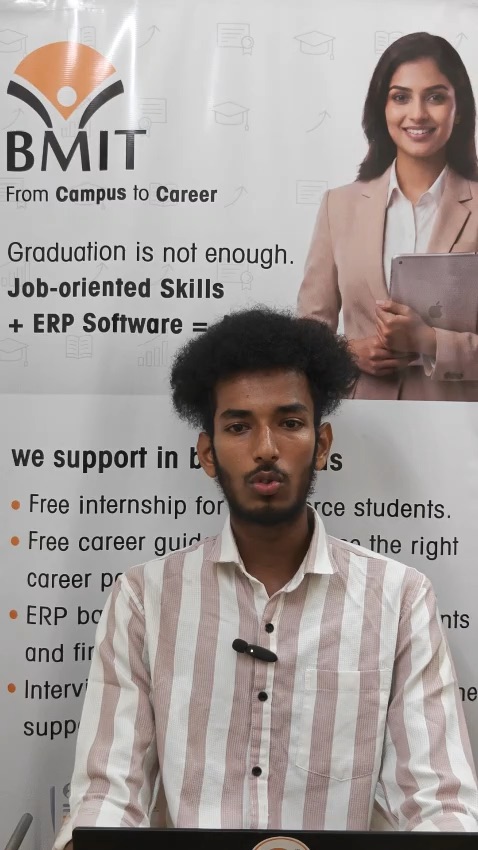 A BMIT student recording a video testimonial