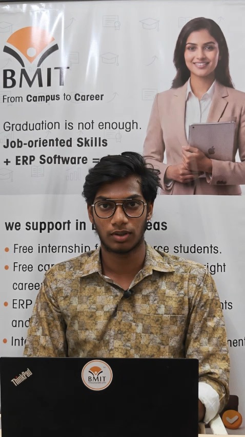 A BMIT student recording a video testimonial